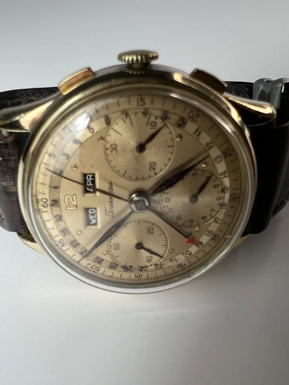 Rare 1940s Tourneau Datofix Chronograph - Gold Triple Date Mechanical Watch